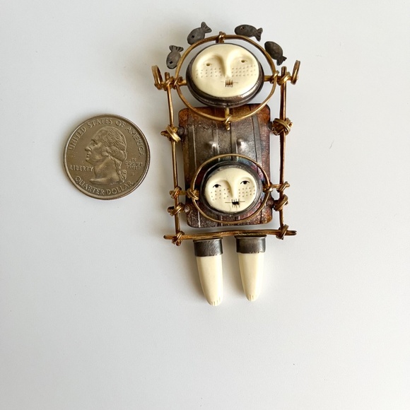 Carolyn Morris Bach Brooch Pendant Sterling Silver and 18K Gold - Picture 3 of 15